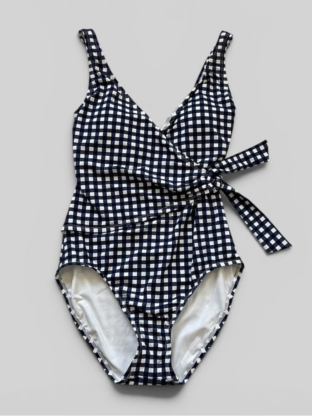 Tommy Bahama Gingham Wrap One-Piece Swimsuit Navy UPF 50 Tummy Control 6 NWT - Picture 6 of 16